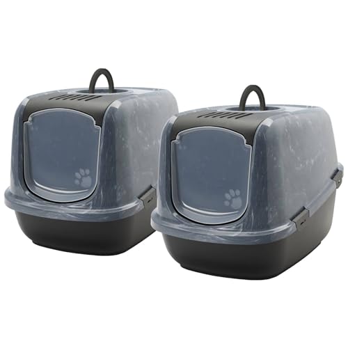 2er Sparpack XXL Katzentoilette Nestor Jumbo schwarz-marmor für große Katzen von PETGARD