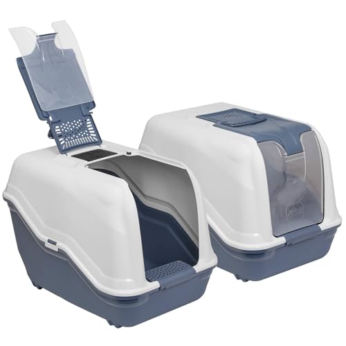 2er Sparpack XXL Katzentoilette Netta Maxi Weiss-blau von PETGARD