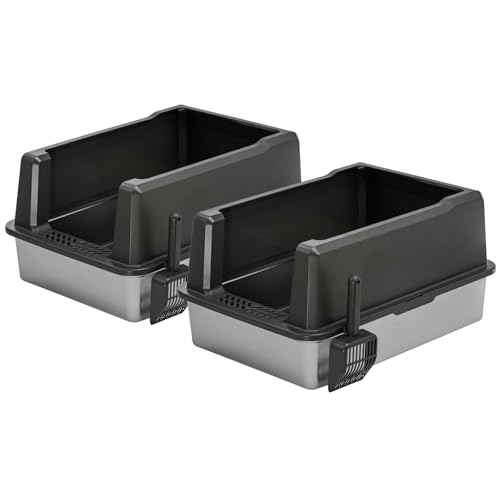 2er Sparpack XXL Katzentoilette mit Edelstahlwanne und Rand 71 x 50,5 x 35 cm Grau-Silber inkl. Schaufel 2er Sparpack XXL Katzentoilette mit Edelstahlwanne und Rand 71 x 50,5 x 35 cm Grau-Silber inkl. Schaufel von PETGARD