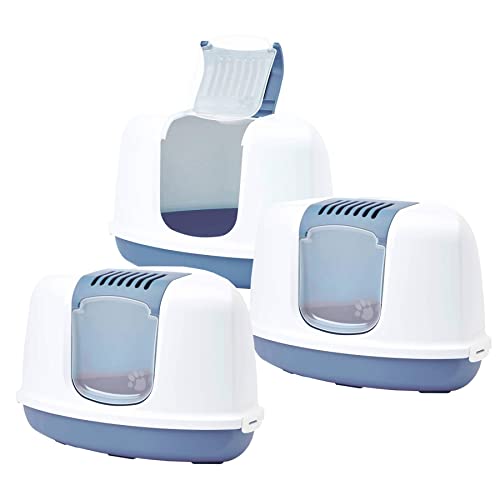 3er Sparpack Katzentoilette Eck-Toilette Nestor Corner Weiss-blau von PETGARD