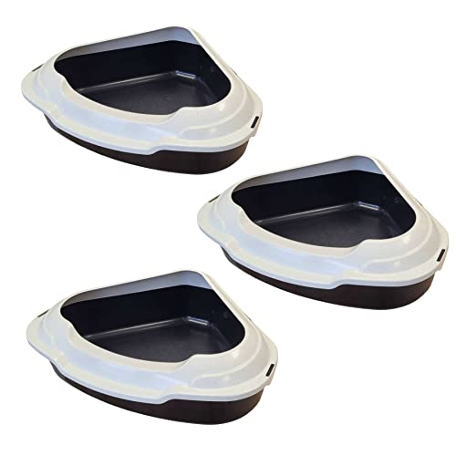 3er Sparpack Katzentoilette Ecktoilette XXL Schalentoilette Memphis schwarz-weiß von PETGARD