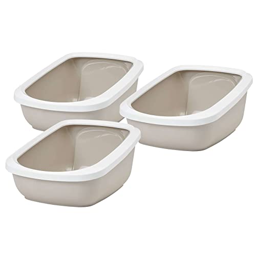 3er Sparpack Katzentoilette Katzenklo mit Rand ASEO Jumbo Weiss-beige von PETGARD