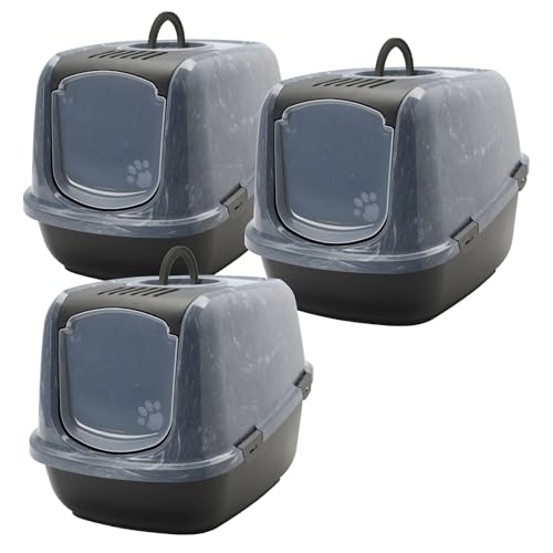 3er Sparpack XXL Katzentoilette Nestor Jumbo schwarz-marmor für große Katzen von PETGARD