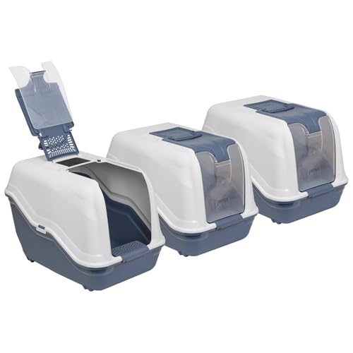 3er Sparpack XXL Katzentoilette Netta Maxi Weiss-blau von PETGARD