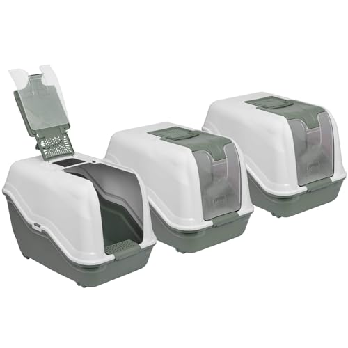 3er Sparpack XXL Katzentoilette Netta Maxi Weiss-grün von PETGARD