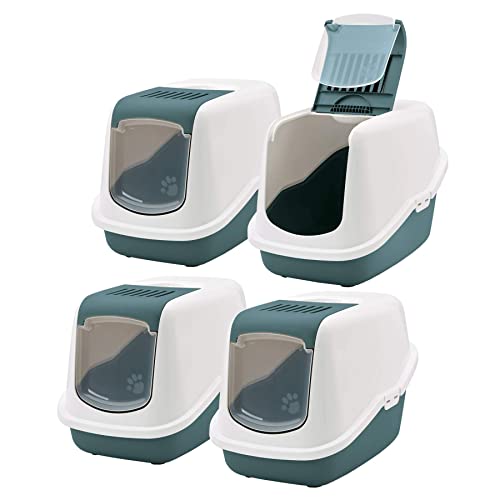 4er Sparpack Katzentoilette Nestor Haubentoilette in grün-Weiss 4er Sparpack Katzentoilette Nestor Haubentoilette in grün-Weiss von PETGARD