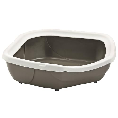 Katzentoilette Schalentoilette Eck-Toilette Weiss-braun 59,5 x 51,5 x 15,5 cm von PETGARD