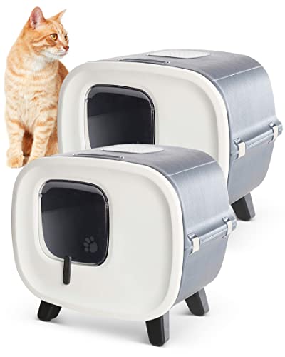 PETGARD 2er-Set Katzen-Klo Retro-Design - Tier-Toilette mit Klappe - Hauben-Toilette mit Filter - Haustier-Klo - Katzen-Toilette von PETGARD