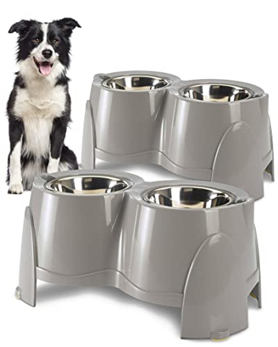 PETGARD 2er-Set Futterstation für Hunde - Edelstahl Napf-Set - Hunde-Bar - Futter-Bar 61x35x28 cm - Futternapf je 2 x 1500 ml von PETGARD