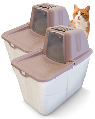 PETGARD 2er-Set Katzen-Klo Sofia Close - Tier-Toilette Mit Einstieg Von Oben - Hauben-Klo - Haustier-Toilette 58x39x56 cm - Beere von PETGARD