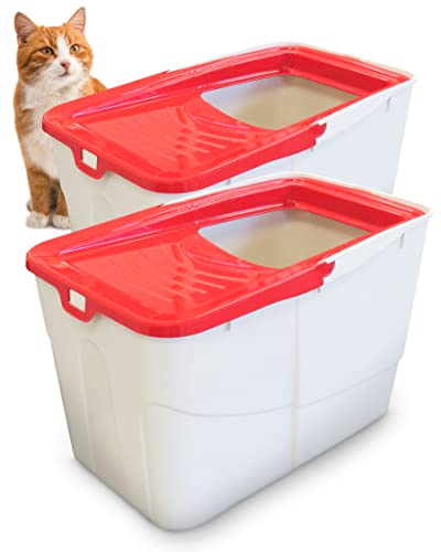PETGARD 2er-Set Katzen-Klo Sofia Open - Tier-Toilette mit Einstieg von Oben - Tier-Klo - Haustier-Klo 58 x 39 x 38,5 cm - Katzen-Toilette Rot von PETGARD