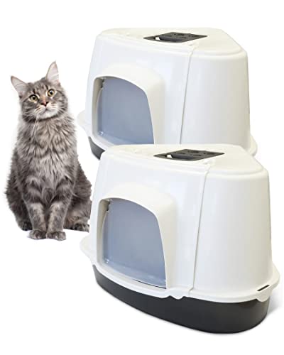 PETGARD 2er-XXL Katzen-Klo Orlando Corner mit Matte - Tier-Toilette - Hauben-Toilette - Haustier-Klo - Katzen-Toilette für große Katzenrassen - 70x57x46 cm von PETGARD