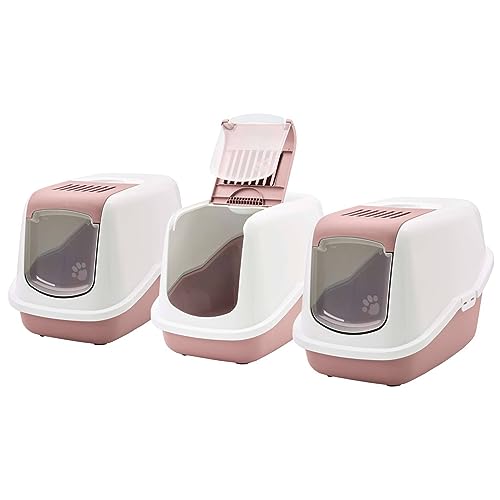 PETGARD 3er Sparpack Katzentoilette Nestor Haubentoilette Weiss-rosa von PETGARD