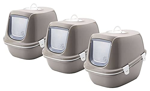 3er Sparpack Katzentoilette Reina Haube u. Siebeinsatz warmgrey von PETGARD