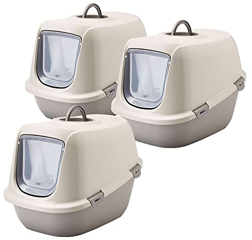 PETGARD 3er Sparpack Recycling Katzentoilette Katzenklo Haubentoilette Leo Happy Planet von PETGARD