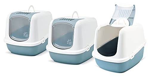 3er Sparpack XXL Katzentoilette Nestor Jumbo Weiss-blau von PETGARD