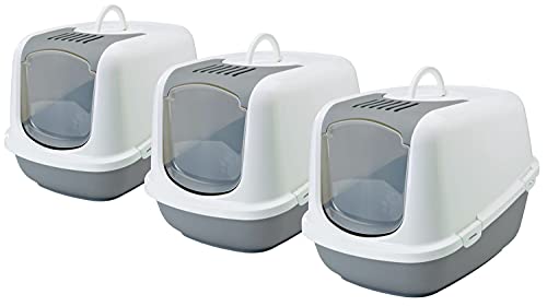 3er Sparpack XXL Katzentoilette Nestor Jumbo Weiss-grau von PETGARD