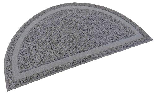 PETGARD Halbrunde Vorlegematte für Katzentoiletten - Toiletten-Vorleger Schmutzfangmatte (1 Stück, Grau, PVC, ca. 60 x 36 x 0.4 cm) von PETGARD