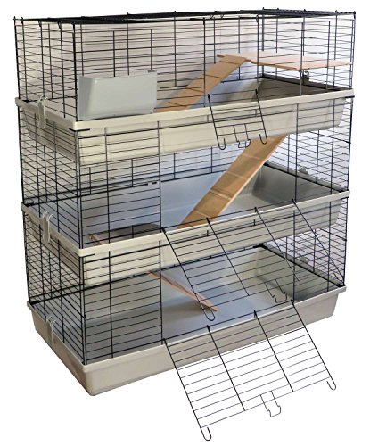 PETGARD Kleintier-Käfig Grenada 120 Sky - 3-stöckiger Kaninchen-Stall - Meerschweinchen-Stall - Heimtier-Käfig - Hasen-Käfig 119 x 59 x 129 cm von PETGARD