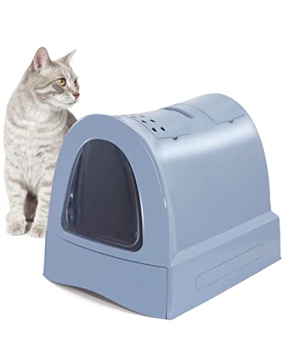 PETGARD Katzen-Klo mit Schublade - Tier-Toilette mit Schwingklappe - Hauben-Toilette mit Filter - Haustier-Klo - Katzen-Toilette mit Schaufel - Blau von PETGARD