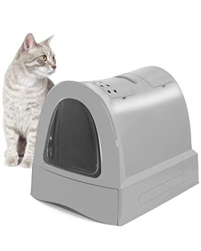 PETGARD Katzen-Klo mit Schublade - Tier-Toilette mit Schwingklappe - Hauben-Toilette mit Filter - Haustier-Klo - Katzen-Toilette mit Schaufel - Braun von PETGARD