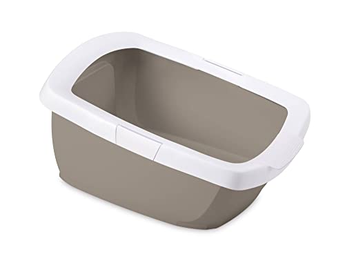 Katzentoilette Katzenklo Schalentoilette mit abnehmbarem Rand Weiss-grau 57 x 41 x 28,5 cm von PETGARD