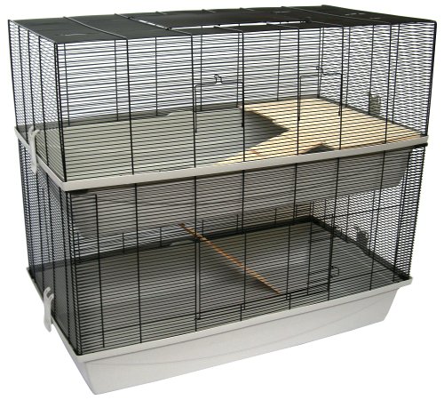 PETGARD Mäuse- und Hamsterkäfig, mehrstöckiges und großes Nagerhaus mit 2 Ebenen und 2 Holzleitern, 98x52x89 cm, Carlos von PETGARD