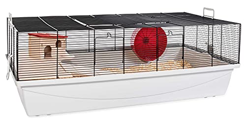 PETGARD Mäuse- und Hamsterkäfig, großes Nagerhaus mit Holzetage, Komplettset mit Laufrad und weiterem Zubehör, 100x54x35 cm, Elmo XXL von PETGARD
