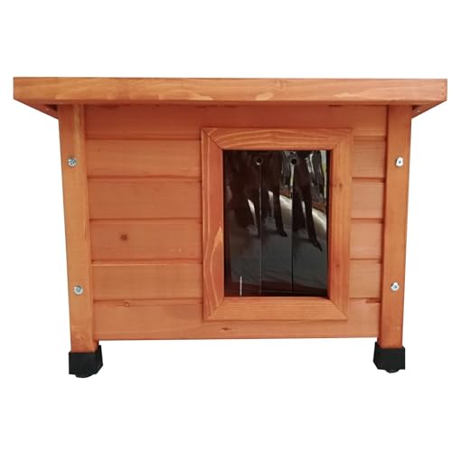 Outdoor Katzenhaus Katzenhöle Katzenhütte mit Schwingtür aus Lamellen 57 x 45 x 43 cm braun von PETGARD