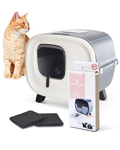 PETGARD Katzen-Klo im Retro-Design - Tier-Toilette mit Schwingklappe - Hauben-Toilette mit Filter - Haustier-Klo - Katzen-Toilette mit Hygiene-Beutel von PETGARD