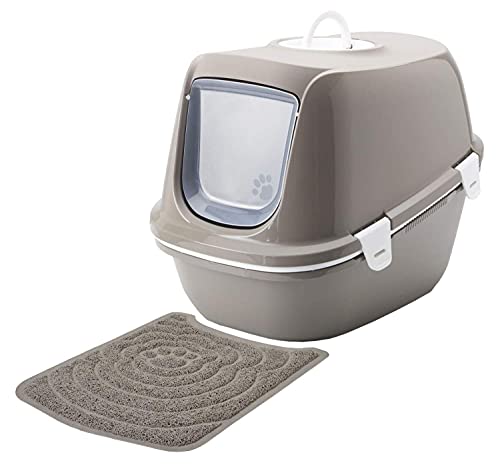 Sparpaket Katzentoilette Reina mit Sieb + Vorlegematte warmgrey-Weiss von PETGARD