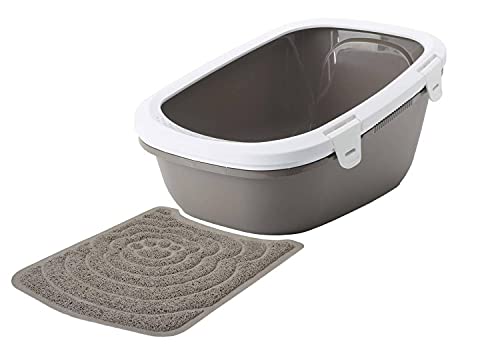 Sparpaket Katzentoilette Simba mit Sieb + Vorlegematte warmgrey-Weiss von PETGARD