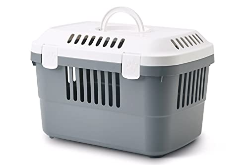 Transportbox für Meerschweinchen, Kaninchen, Katzen, Nager und kleine Hunde Weiss-Grau von PETGARD