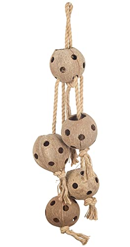PETGARD Vogelspielzeug Papageienspielzeug Naturspielzeug aus Kokosnüssen am Sisalseil Länge ca. 70 cm von PETGARD