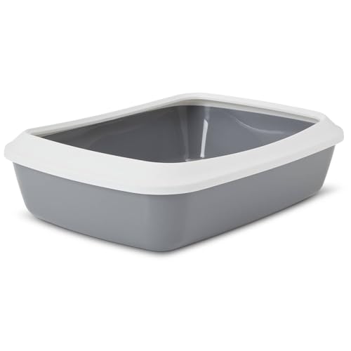 Schalentoilette Katzentoilette Katzenklo mit abnehmbarem Rand grau-Weiss IRIZ von PETGARD