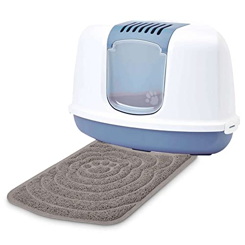 Sparpack Katzentoilette Eck-Toilette Nestor Corner Weiss-blau inkl. Streumatte von PETGARD