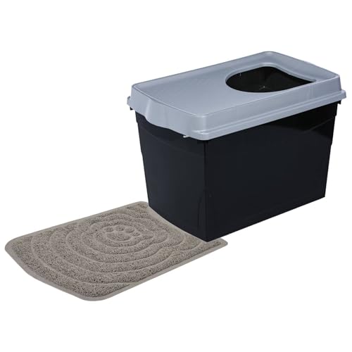 Sparpack Katzentoilette Katzenklo mit Einstieg von Oben schwarz-grau mit Katzenstreumatte Sparpack Katzentoilette Katzenklo mit Einstieg von Oben schwarz-grau mit Katzenstreumatte von PETGARD