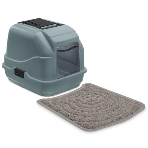 Sparpack Recycling Katzentoilette Haubentoilette Easy Cat grau inkl. Vorlegematte von PETGARD