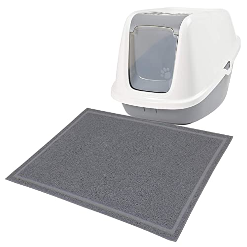 Sparpack XXXL Katzentoilette Nestor Giant Weiss-grau mit XXL Katzenstreumatte von PETGARD