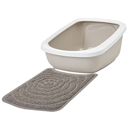 Sparpaket Katzentoilette ASEO Jumbo Weiss-beige für große Katzenrassen + Vorlegematte von PETGARD