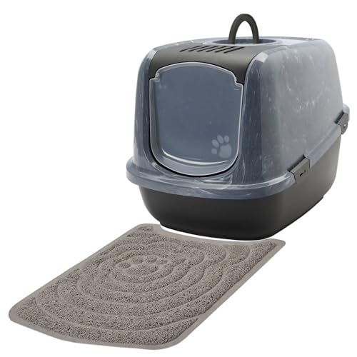 Sparpaket Katzentoilette Nestor Jumbo schwarz-marmor für große Katzen inkl. Matte von PETGARD