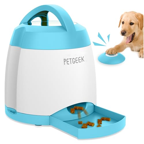 PETGEEK Automatischer Leckerli-Spender für Hunde, Puzzle-Memory-Training, Aktivitätsspielzeug, IQ-Training, Hunde-Knopf-Futterspender, Fernbedienungstaste, Leckerli-Spender für Hunde (Upgrade Blau) PETGEEK Automatischer Leckerli-Spender für Hunde, Puzzle-Memory-Training, Aktivitätsspielzeug, IQ-Training, Hunde-Knopf-Futterspender, Fernbedienungstaste, Leckerli-Spender für Hunde (Upgrade Blau) von PETGEEK
