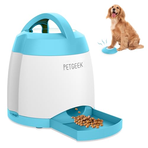 PETGEEK Automatischer Leckerli-Spender mit Knopf-Fernbedienung, wiederaufladbar, für Hunde, Puzzle-Futterspender und interaktives IQ-Training, Haustier-Stimulationsspielzeug für drinnen oder draußen PETGEEK Automatischer Leckerli-Spender mit Knopf-Fernbedienung, wiederaufladbar, für Hunde, Puzzle-Futterspender und interaktives IQ-Training, Haustier-Stimulationsspielzeug für drinnen oder draußen von PETGEEK