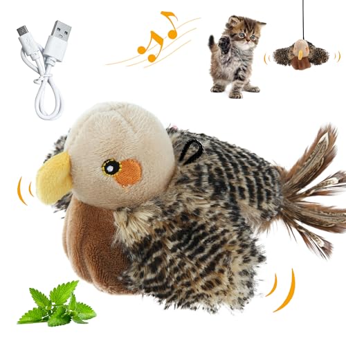 PETGEEK GiGwi Katzenspielzeug, interaktives Vogeljagd-Spielzeug (quietschender, flatternder Vogel) von PETGEEK