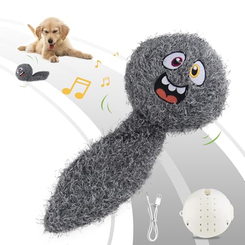 PETGEEK Interaktives Quietschendes Hundespielzeug, Automatisch Bewegende Vibrierende Hundebälle mit Plüschbezug, Wiederaufladbare Perro Juguetes mit Aufnahme- und Musikmodus, Crinkle Pet Plüschtier von PETGEEK
