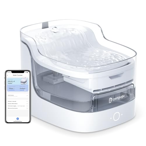 Wasserbrunnen für Katzen, Wasserspender, automatischer Wasserbrunnen für Hunde, 2 l, Filter mit 8 Schichten, App-Steuerung, ultra-leise, kabellose Pumpe, 2,4 G, PF1L Wasserbrunnen für Katzen, Wasserspender, automatischer Wasserbrunnen für Hunde, 2 l, Filter mit 8 Schichten, App-Steuerung, ultra-leise, kabellose Pumpe, 2,4 G, PF1L von PETGUGU