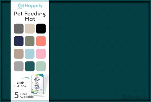 PetHappily Hundefuttermatte – 61 x 38,1 cm große Silikon-Haustierfuttermatte, erhöhte Kanten, Hundematte für Futter und Wasser, verhindert Verschütten, wasserdichte Katzenfuttermatte schützt Böden von PETHAPPILY