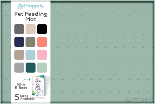 PetHappily Hundefuttermatte – 61 x 38,1 cm große Silikon-Haustierfuttermatte, erhöhte Kanten, Hundematte für Futter und Wasser, verhindert Verschütten, wasserdichte Katzenfuttermatte schützt Böden von PETHAPPILY