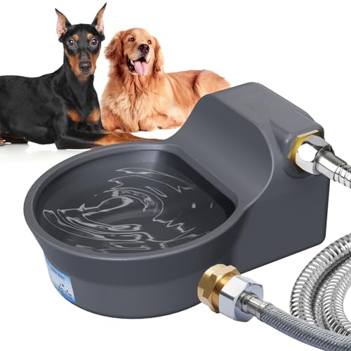 Automatischer Wasserspender für Hunde, patentierter 2-Liter-Wassernapf-Spender, automatischer Hühner-Bewässerung, passend für 1,9 cm (3/4 Zoll) GHT-Wasserhahn, Wasserschlauch, Kupfer-Anschluss von PETHIND