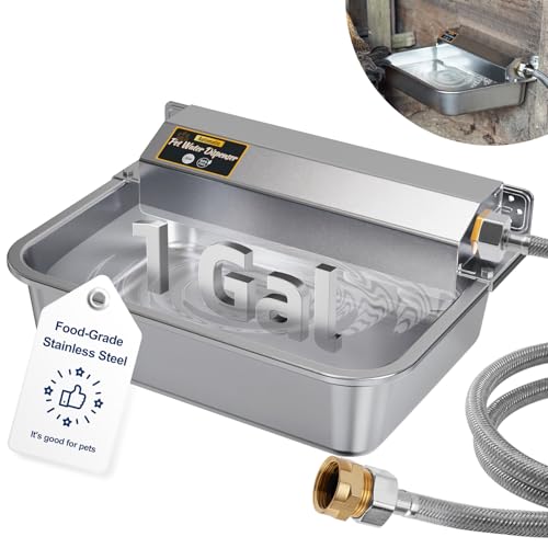PETHIND Automatischer Wasserspender für Hunde, 3,8 l, patentierter automatischer Hundebewässerung für drinnen und draußen, Edelstahl-Wassernapfspender für Nutztiere, Huhn, Hundefutterstation passend von PETHIND